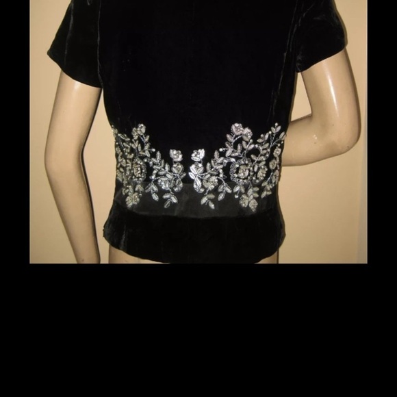 NWOT Talbots black velvet beaded top - Picture 4 of 11